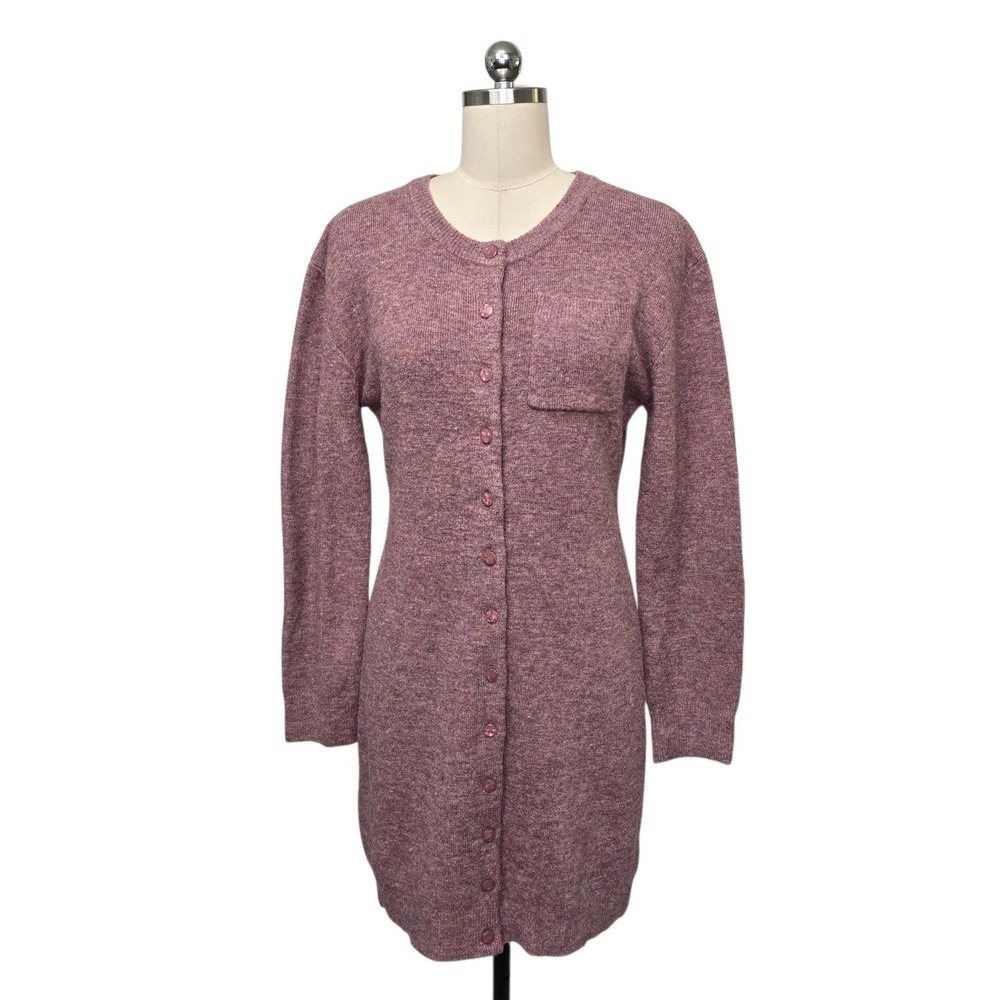 Mare Mare Anthropologie Women Mauve Button Long Sleeve Knit Sweater Dress Large